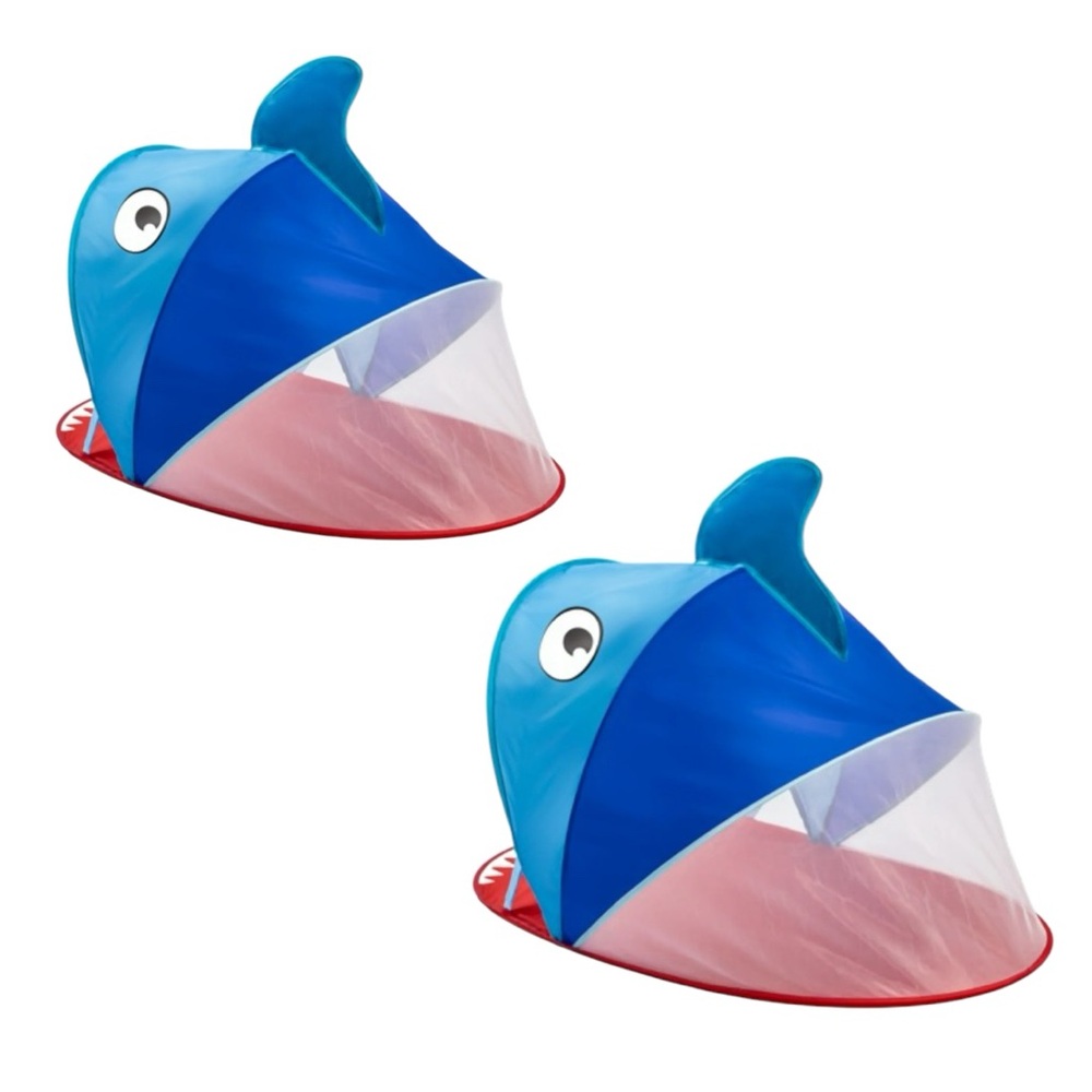 Set of 2 Aqua UPF 50+ Pop-Up Shark Baby Sun Shelter 40" x 25"